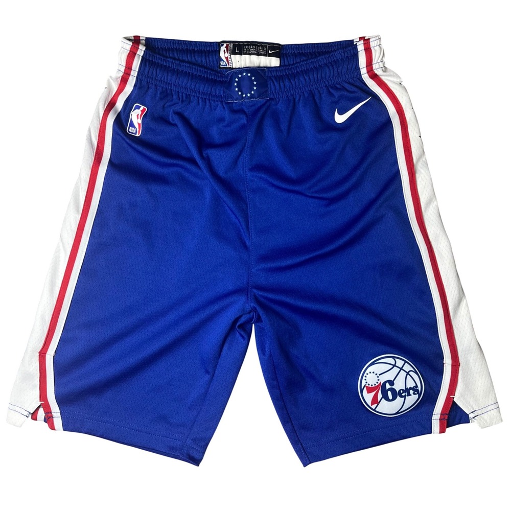 Nike Philadelphia 76ers NBA Basketball Shorts Mens Large Blue Mesh Athletic